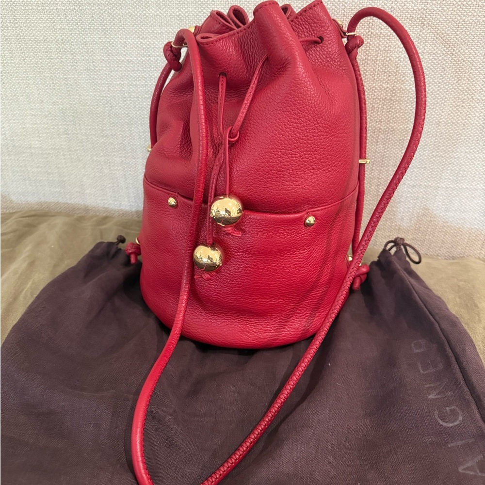 Etienne Aigner Red Leather Bucket Bag